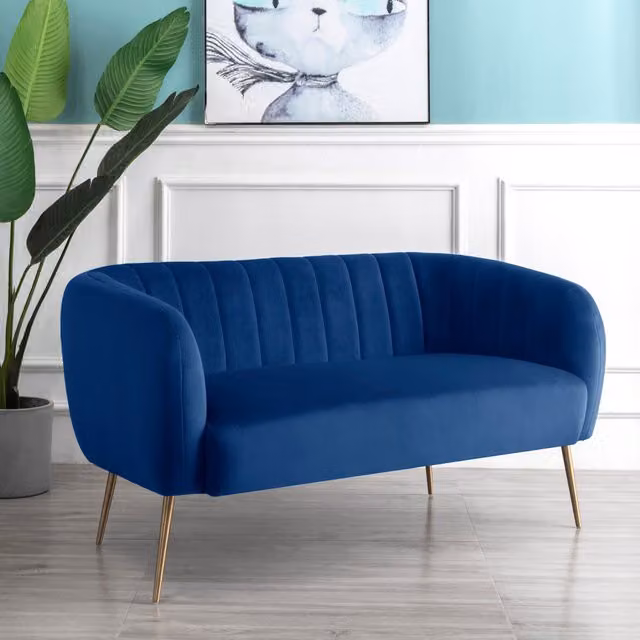 Artemis Home Matilda 2 Seat Velvet Sofa in Blue
