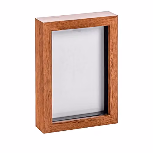 Nicola Spring Modern Rectangular 3D Shadow Box Photo Frame, Brown, W/H: 13 x 18 cm