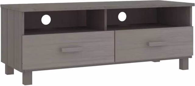 Berkfield Home HAMAR TV Cabinet in Light Grey Solid Pine Wood, W/D/H: 106 x 40 x 40 cm