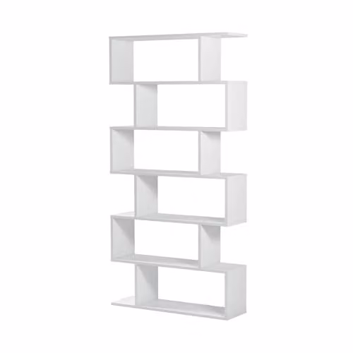 Calicosy Athena 6-Tier Modern White MDF Bookshelf, Height: 192 cm – 1