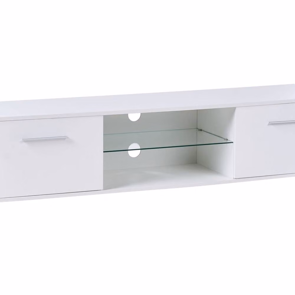 Wyld Haus Modern White MDF TV Stand with Integrated LED Lighting and Metal Legs W: 160 cm, D: 40 cm, H: 38 cm – 2