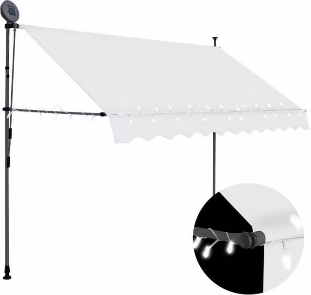 Berkfield Home Manual Retractable Awning with LED, Beige, Width: 300 cm