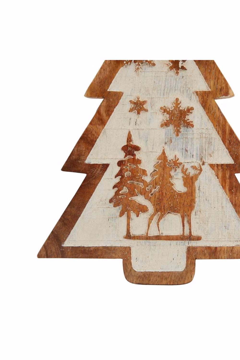 KDMD Rustic Wooden Snow Scene Tree Tabletop Decoration in Brown – 2