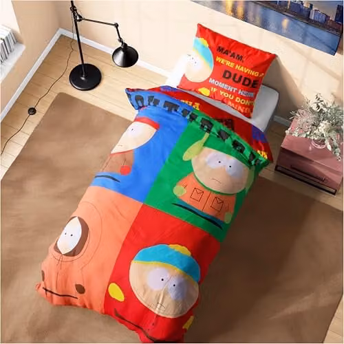 Get Trend South Park Reversible Duvet Cover and Pillowcase Set, Multicolour, W/D/H: 135 x 200 cm and 90 x 200 cm