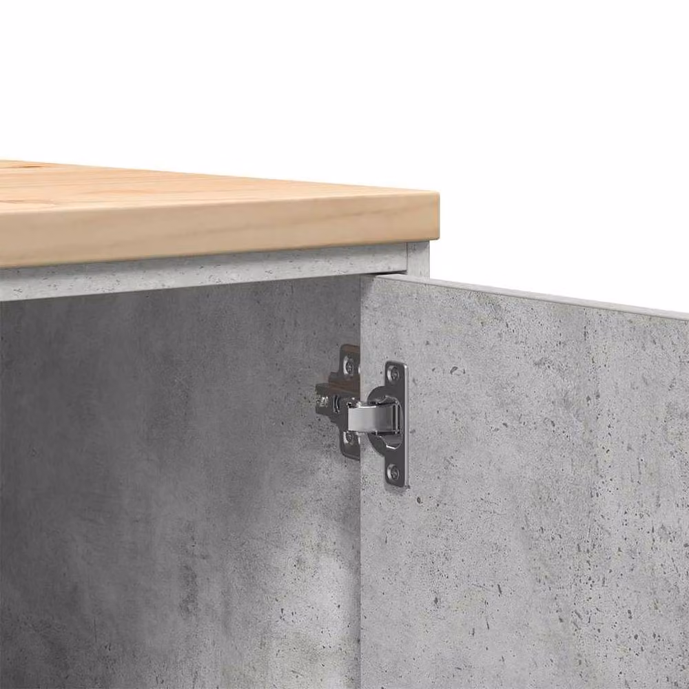 Berkfield Home Freestanding Garage Storage Cabinet in Concrete Grey, Solid Pine Wood with Hinged Doors, W/D/H: 40 x 51 x 85 cm – 2