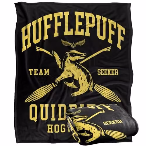 Warner Bros. Harry Potter Hufflepuff Quidditch Arch Super Soft Fleece Throw Blanket, Multicolour, W: 127.0 cm, D: 152.4 cm