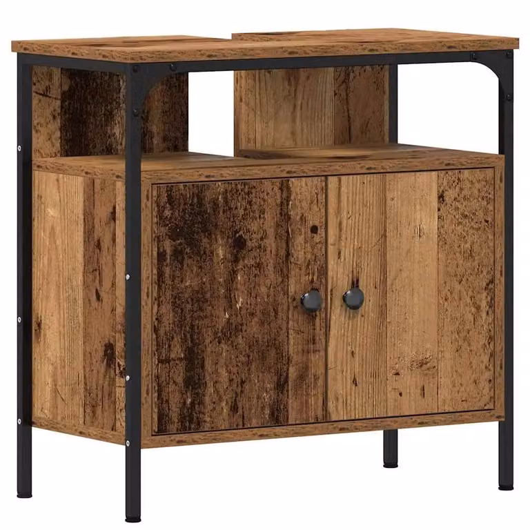Berkfield Home Freestanding Bathroom Sink Cabinet in Old Wood Brown, W/D/H: 60 x 30 x 60 cm