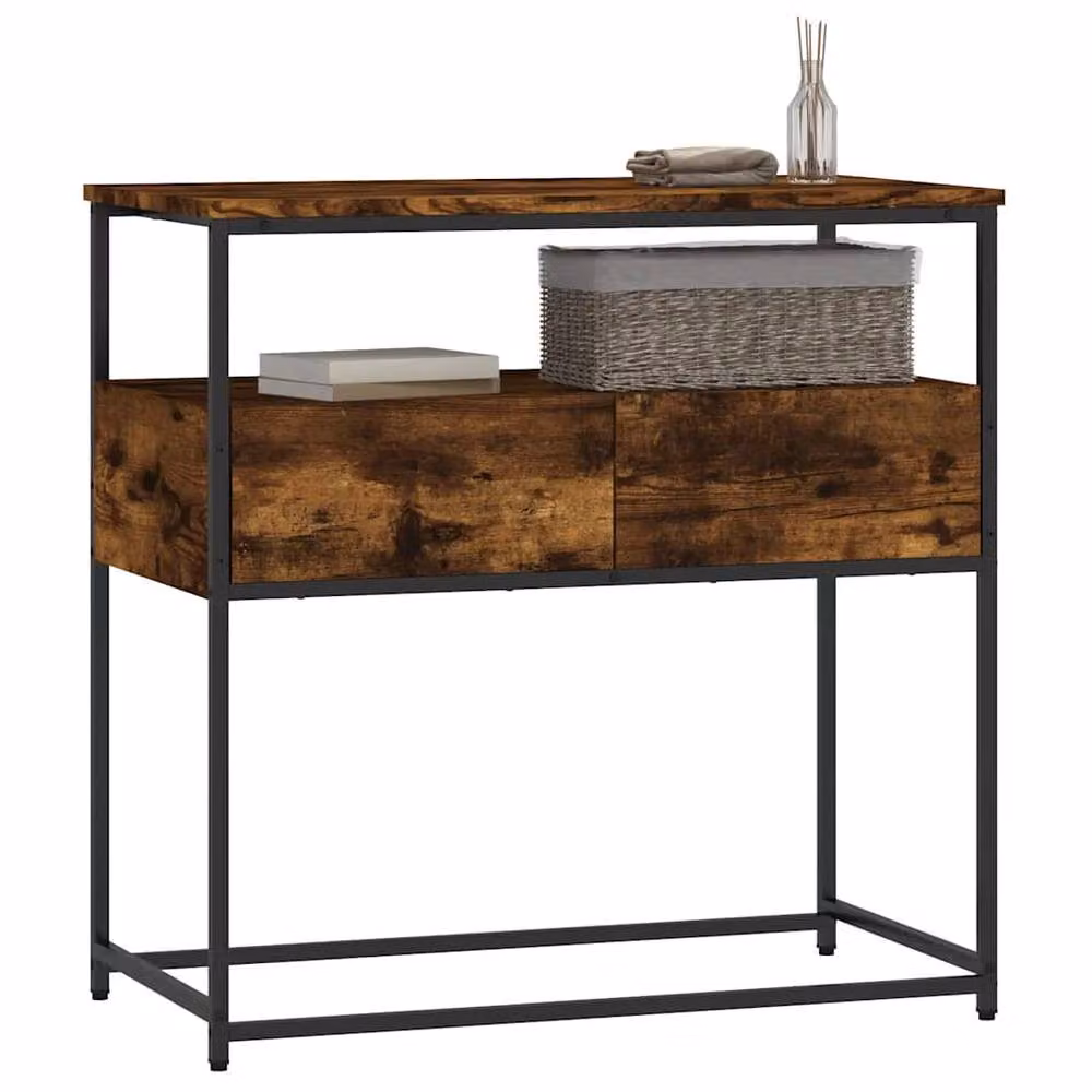 Berkfield Home Smoked Oak Console Table in Brown, W/D/H: 75 x 40 x 75 cm – 3