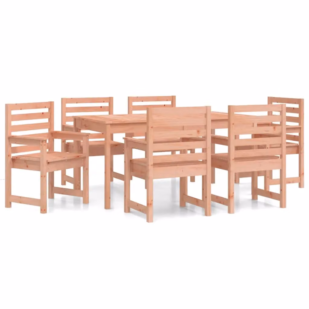 Berkfield Home 7 Piece Douglas Solid Wood Garden Dining Set in Brown – 2