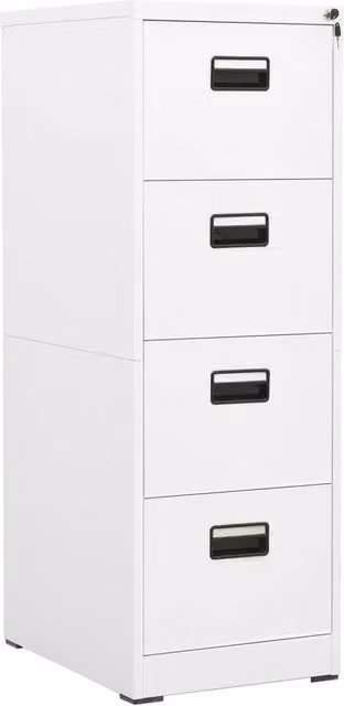 Berkfield Home White Steel Filing Cabinet W: 46 cm, D: 62 cm, H: 133 cm