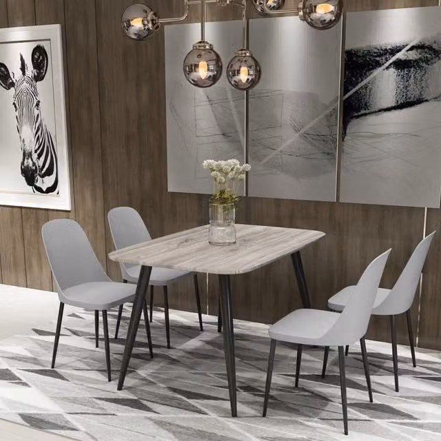 Core Products Ltd Duo Pair of Modern Plastic and Metal Dining Chairs in Light Grey
