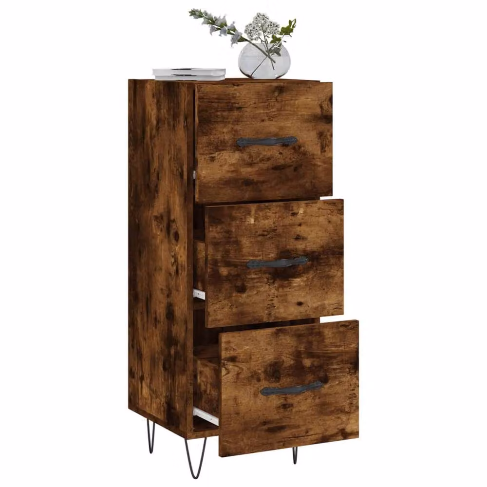 Berkfield Home Smoked Oak Sideboard in Brown, W/D/H: 34.5 x 34.0 x 90.0 cm – 3