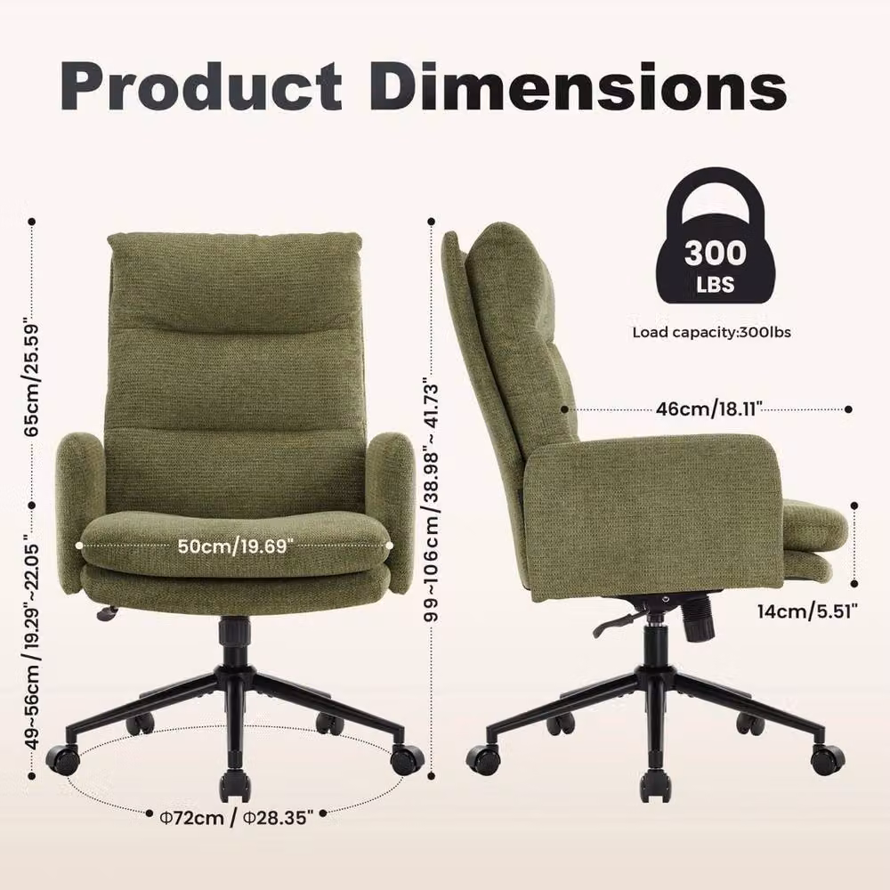 FLAVORA Green Fabric High Back Swivel Adjustable Office Task Chair – 2