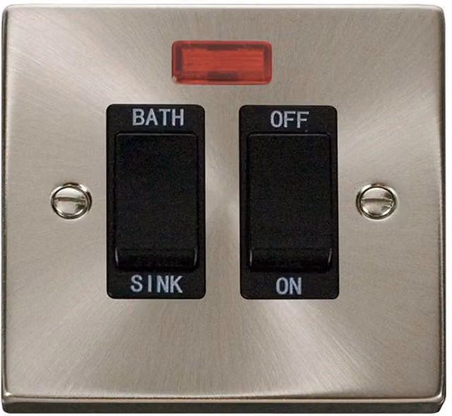 SE Home 20A DP Sink and Bath Switch in Metallic Silver Satin Brushed Chrome