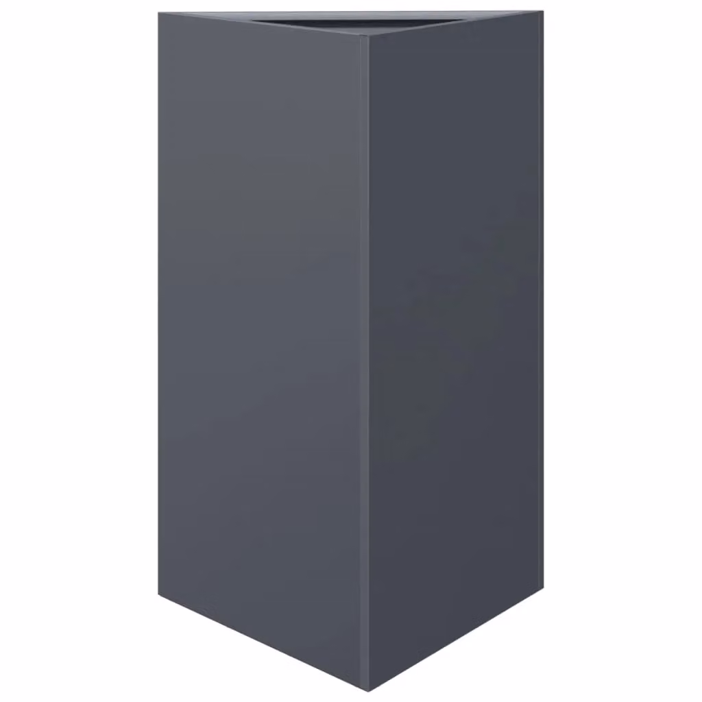 Berkfield Home Anthracite Triangular Steel Garden Planter in Black, W/D/H: 50 x 43 x 75 cm – 2