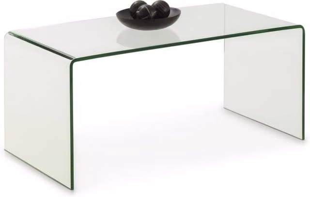 netfurniture Alsafi Bent Glass Coffee Table in Clear, W/D/H: 50 x 43 x 43 cm
