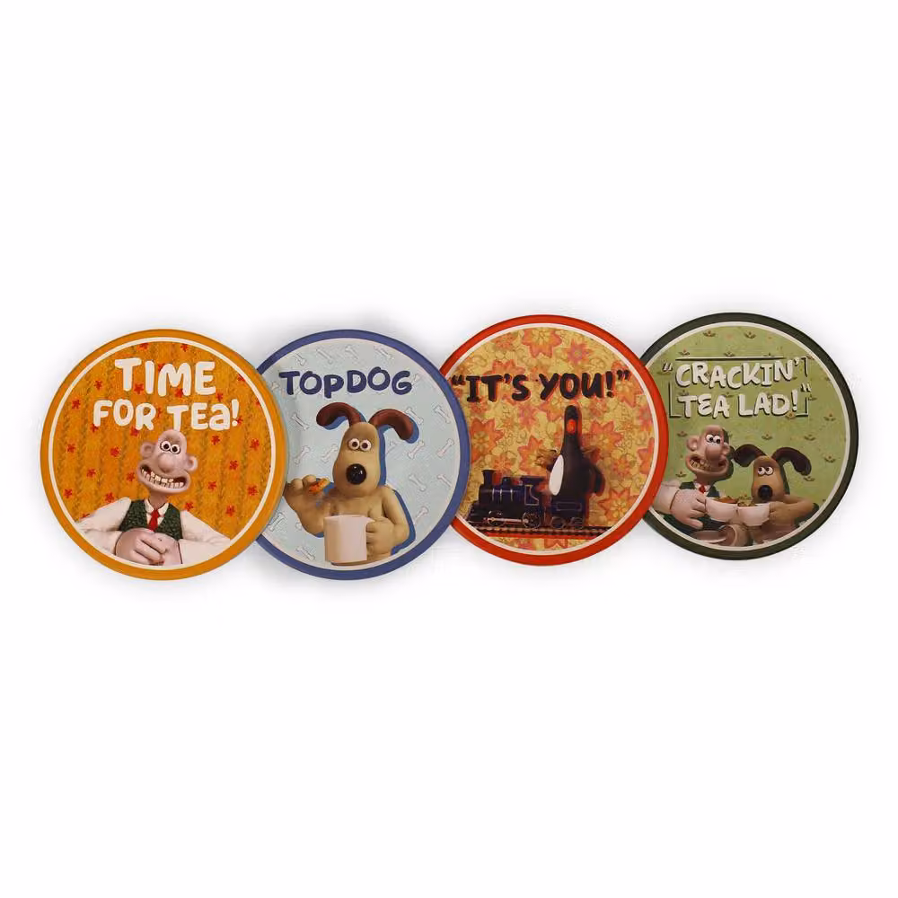 Wallace & Gromit Ceramic Stoneware Coaster Set of 4, Multicolour, Round – 2