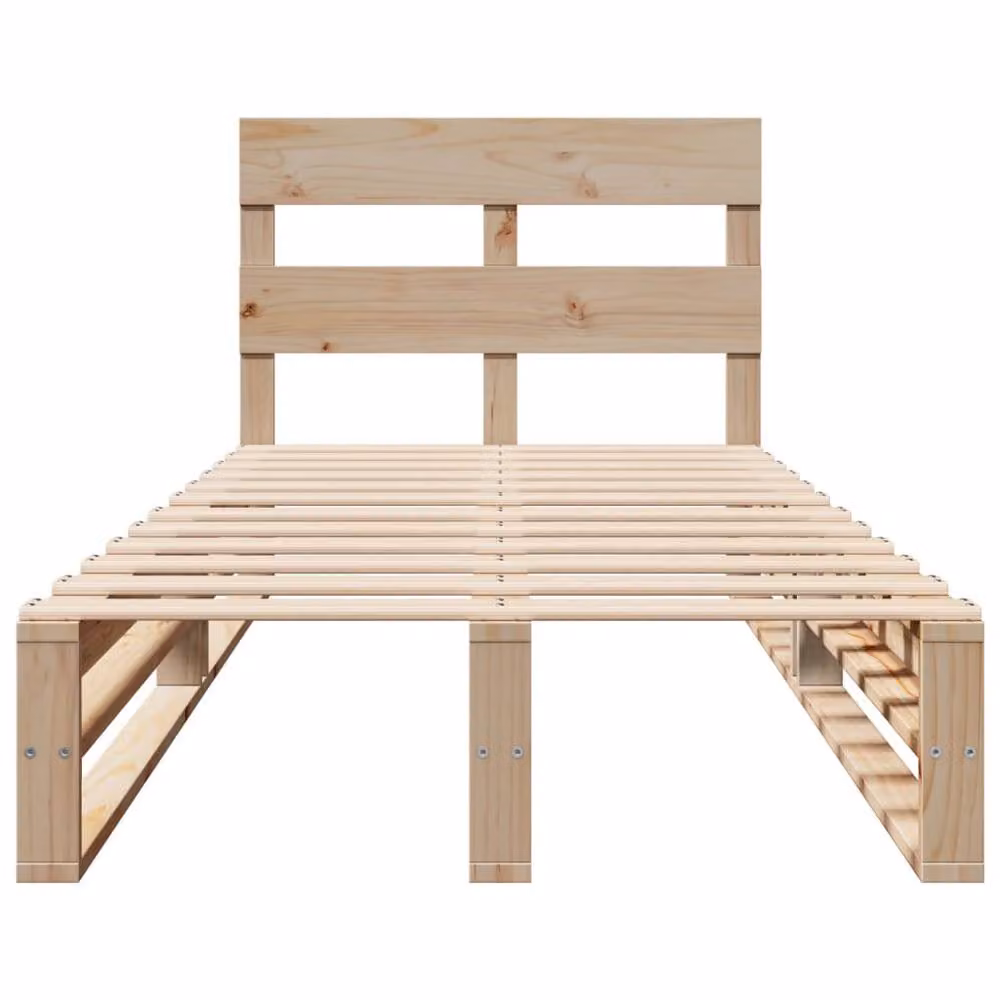 Berkfield Home Solid Wood Pine Bed Frame in Beige, W/D/H: 90 x 200 cm – 2