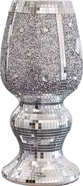 Biznest Silver Ceramic Mirrored Pot Curvy Vase
