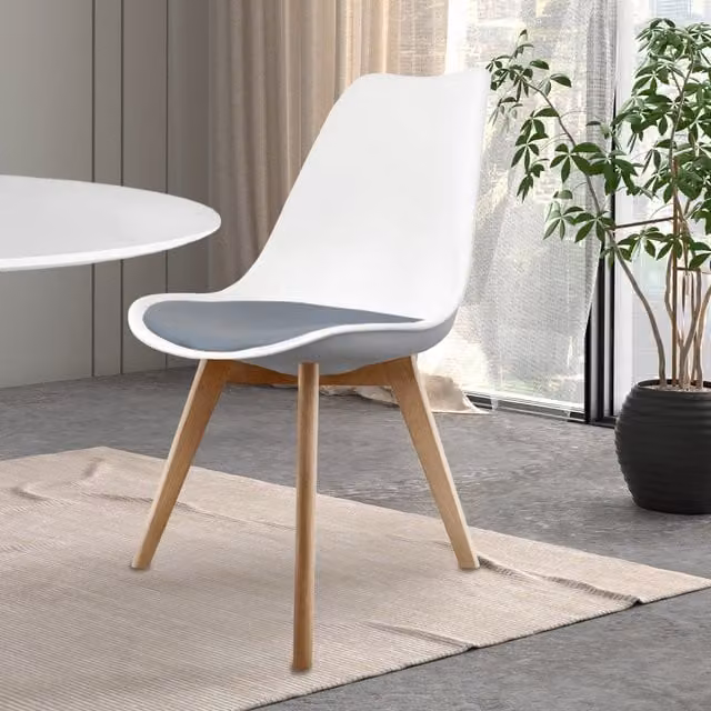 Fusion Living Soho Dining Chair in Grey with Beech Wood Legs