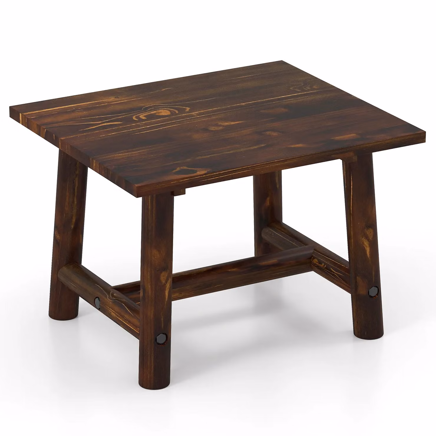 Costway Square Side Table in Brown Solid Pine Wood – 9