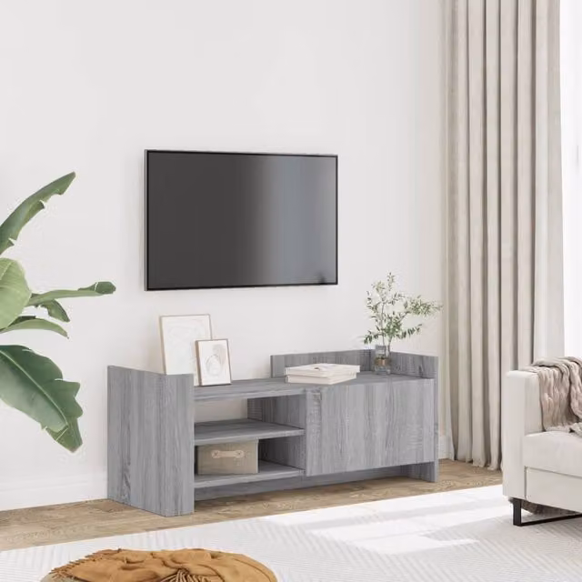 Berkfield Home Modern Grey Sonoma TV Cabinet in Matt MDF, W/D/H: 100 x 35 x 40 cm