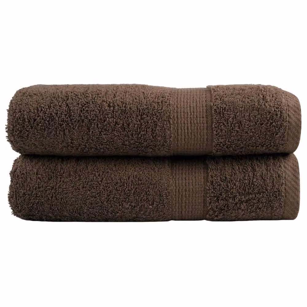 Berkfield Home SOLUND Premium Cotton Terry Bath Towels, 2 Pack, Brown, W: 150 cm, L: 100 cm, 600gsm – 2