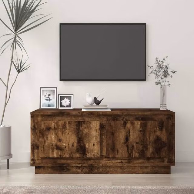 Berkfield Home Smoked Oak Coffee Table in Brown, W/D/H: 102 x 50 x 44 cm – 1