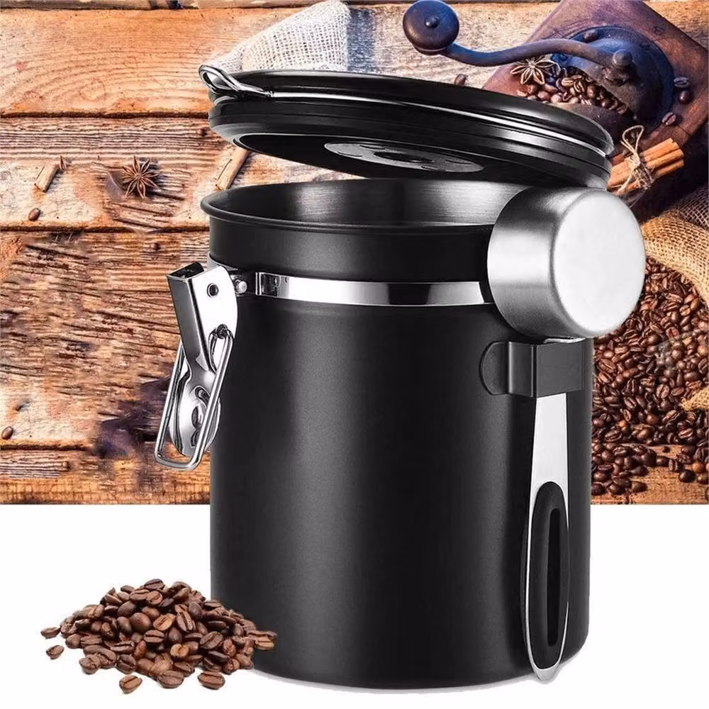 Nordara Airtight Stainless Steel Vacuum Coffee Bean Canister in Black – 5
