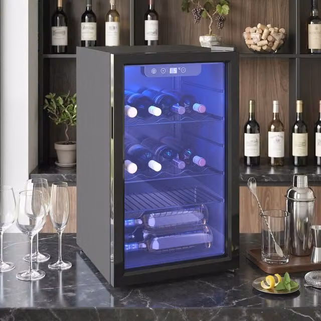 HOMCOM 24 Bottle Freestanding Wine and Drinks Cooler, 68L, Black