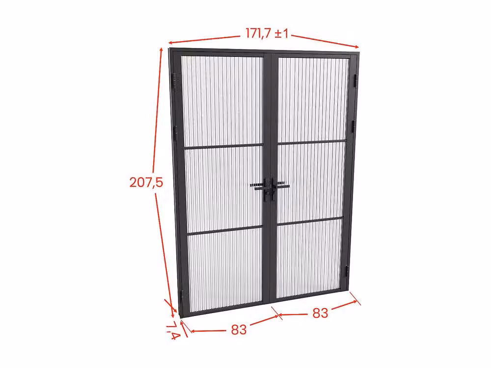 Vente-unique Reversible Modern Swinging Door Block in Black with Aluminium and Textured Glass – 5