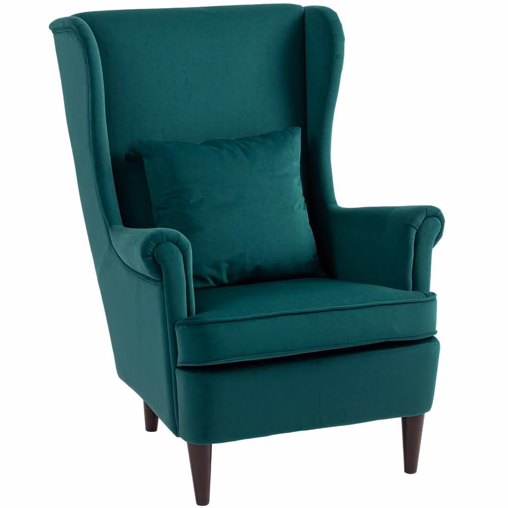 Wyld Haus Green Velvet Wingback Accent Chair with Armrests and High Back – 2