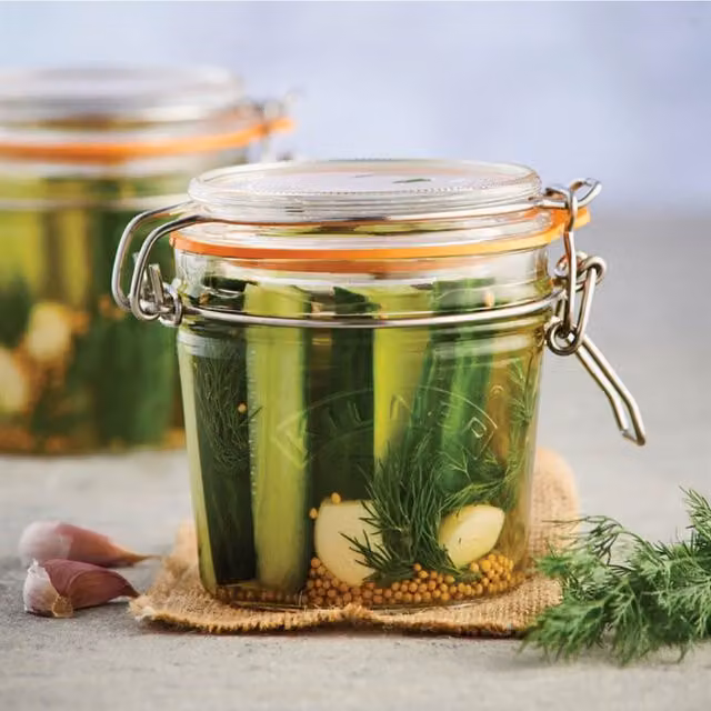 Kilner Round Clip Top Glass Jar, 350ml, Transparent/Orange