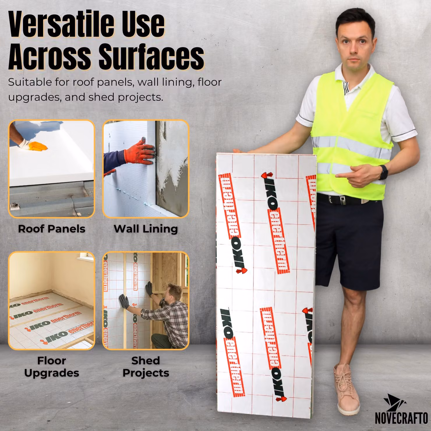 Novecrafto Thermal PIR Insulation Board with Aluminium Foil, White, W/D/H: 1200 x 450 x 50 mm – 2