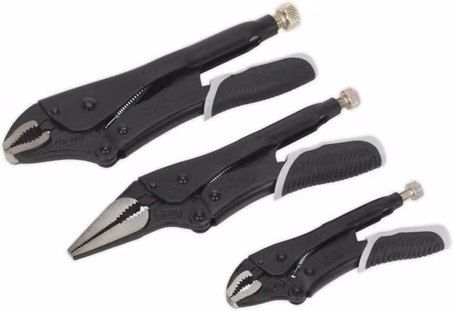 Loops 3 Piece Quick Release Locking Pliers Set in Black, Chrome Molybdenum and Chrome Vanadium Steel – 1
