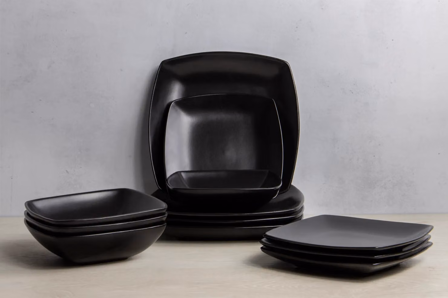 Creative Tops Raven 12 Piece Geometric Dinner Set in Black – 2