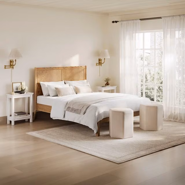 LPD Home Palms Smoked King Size Solid Wood Bed in Smoke