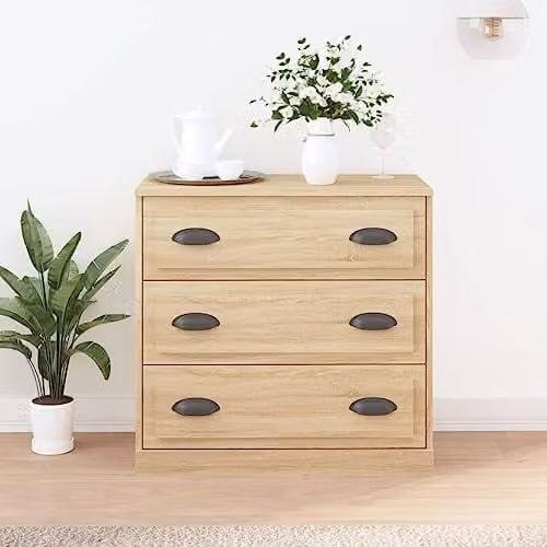 vidaXL Sonoma Oak Sideboard in Brown and Beige, W/D/H: 70 x 35.5 x 67.5 cm