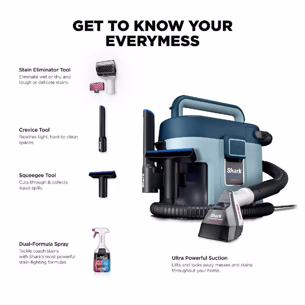 Shark EveryMess Portable 3 in 1 Stain Eliminator Wet and Dry Vac VX110UK, Blue – 2