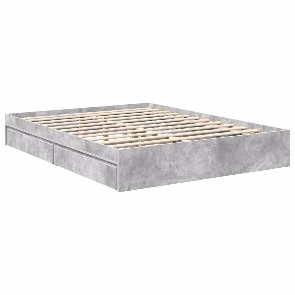 Berkfield Home Modern Storage Bed in Concrete Grey, Engineered Wood, 150 x 200 cm – 2