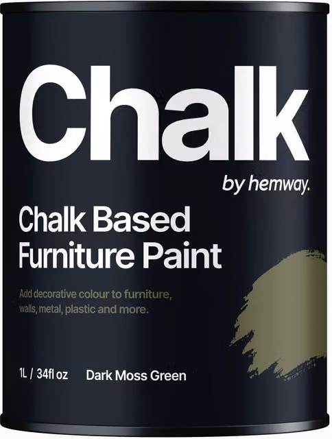Hemway Chalk Based Furniture Paint in Flat Matt Dark Moss Green, 1L