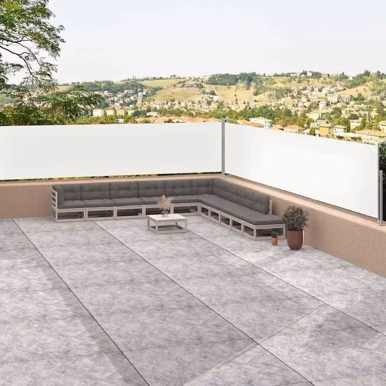 Berkfield Home Retractable Side Awning in Cream, W: 1200 cm, H: 117 cm