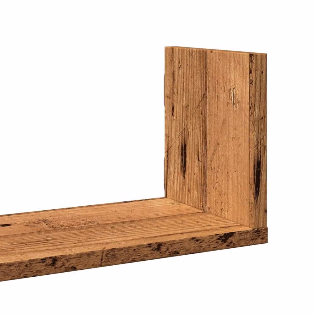 Berkfield Home Set of 3 Durable Wall Mounted Shelves in Old Wood Brown, W: 80 cm, D: 18 cm, H: 18 cm – 4