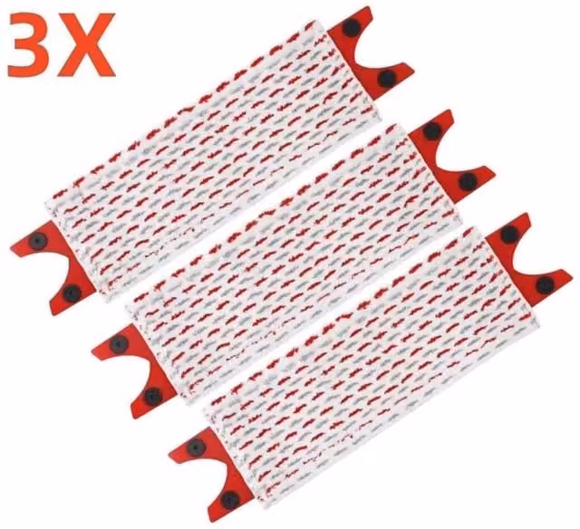FLAVORA 3-Piece Red Microfiber Spray Mop Replacement Head Refill Pads – 1