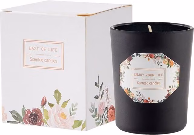 Lifeideas Smokeless Soy Wax Scented Candle in a Black Glass Jar