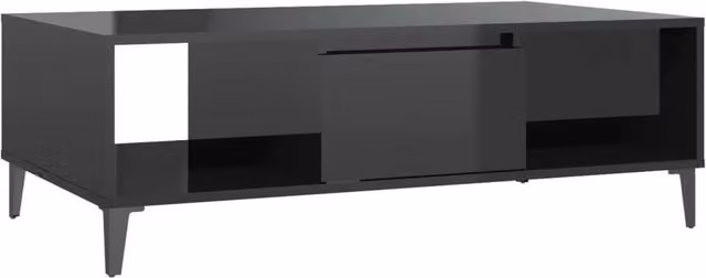 Berkfield Home High Gloss Black Rectangular Coffee Table, W: 103.5 cm, D: 60 cm, H: 35 cm – 1