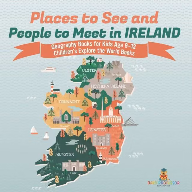 Baby Professor Places to See and People to Meet in Ireland Geography Book in Orange and Multicolour