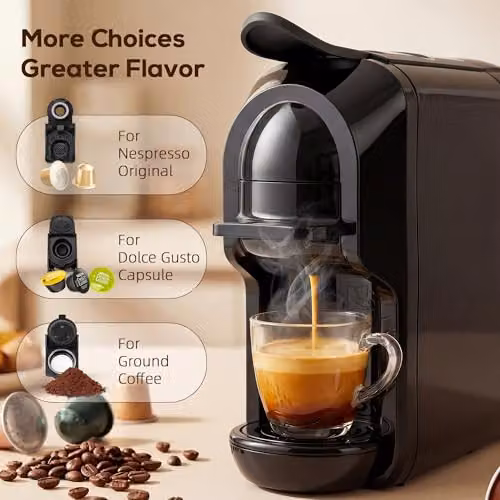 HOMCOM Pod Coffee Machine for Nespresso and Dolce Gusto Capsules, Black – 3