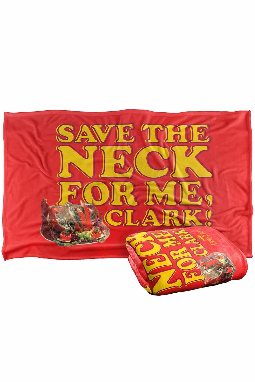 Warner Bros. Christmas Vacation Save The Neck For Me Clark Silky Touch Super Soft Fluffy Polyester Blanket, Red and Multicolour, Extra Large – 2
