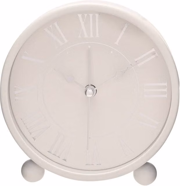 HOMETIME Classic Round Metal Analog Tabletop Alarm Clock in White